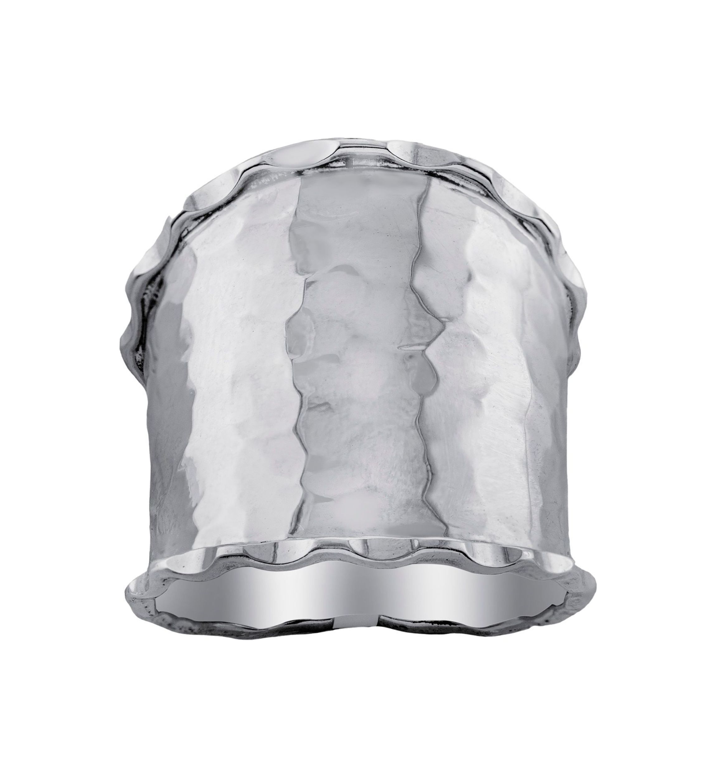 Sterling Silver Wide Hammered Ring, Size 8