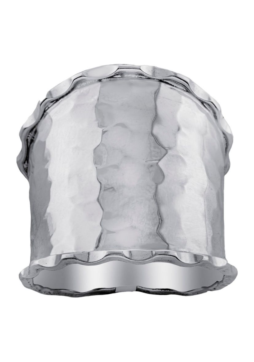 Sterling Silver Wide Hammered Ring, Size 8