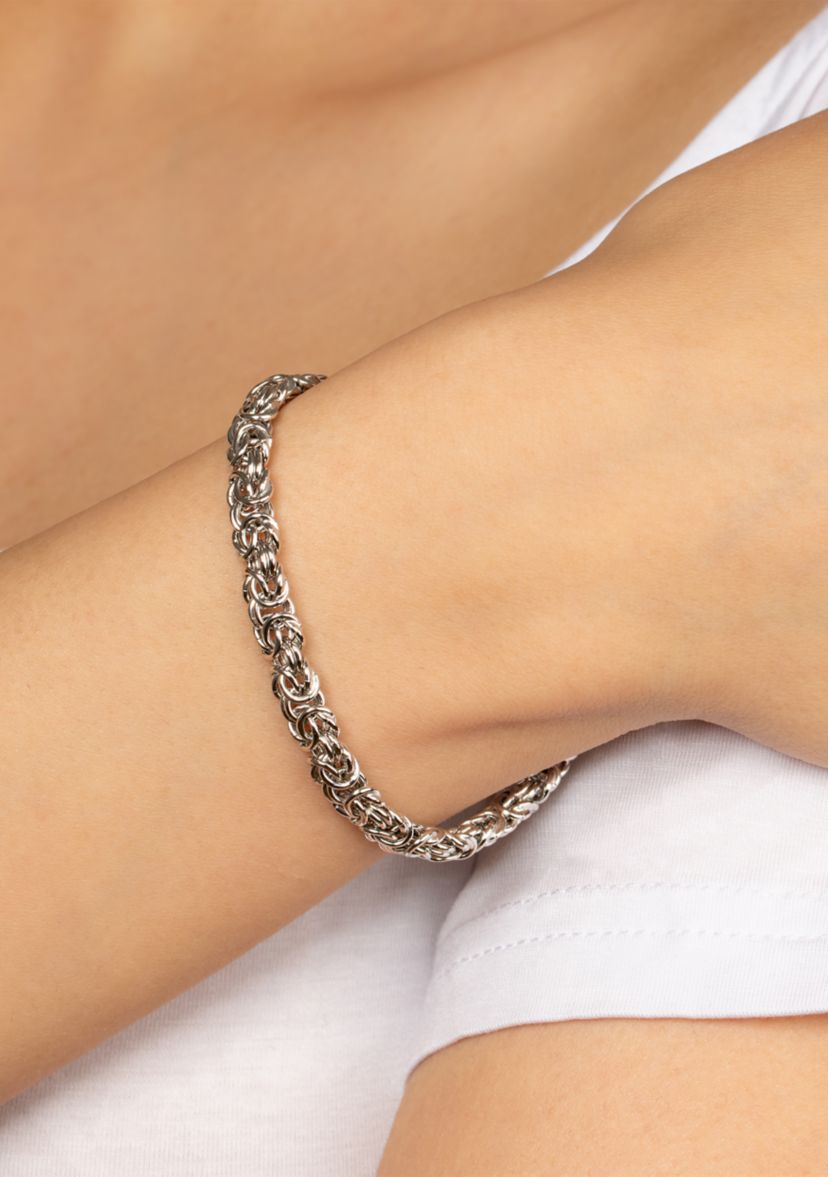 Sterling Silver 7.5" Byzantine Bracelet