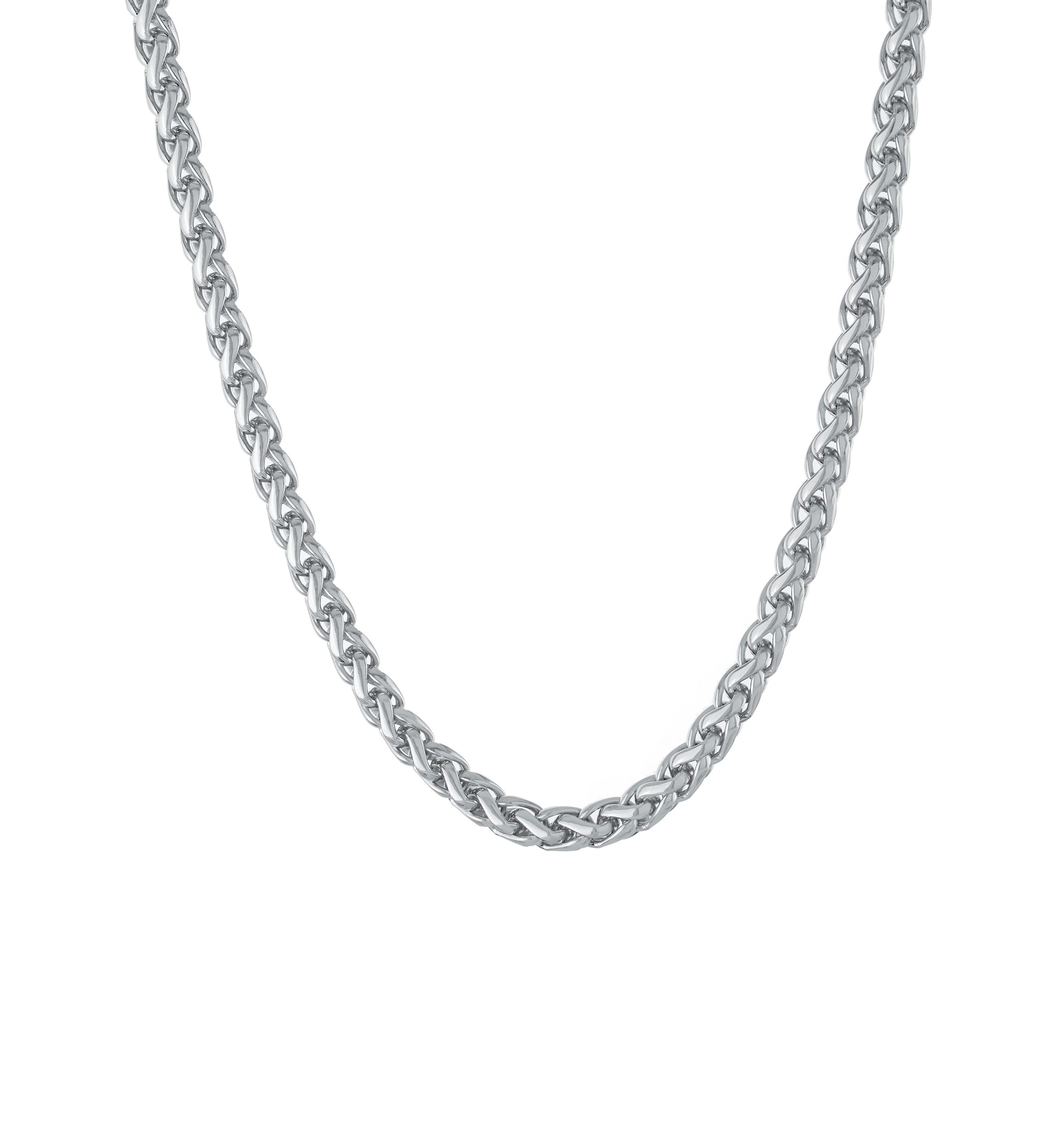 Mens 24 Inch Sterling Silver Braided Chain Necklace