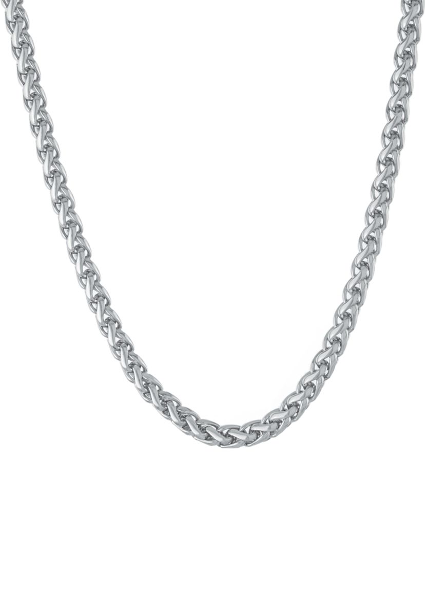Mens 24 Inch Sterling Silver Braided Chain Necklace