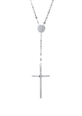 Infinity Silver Sterling Silver High Polished Cross Y Necklace