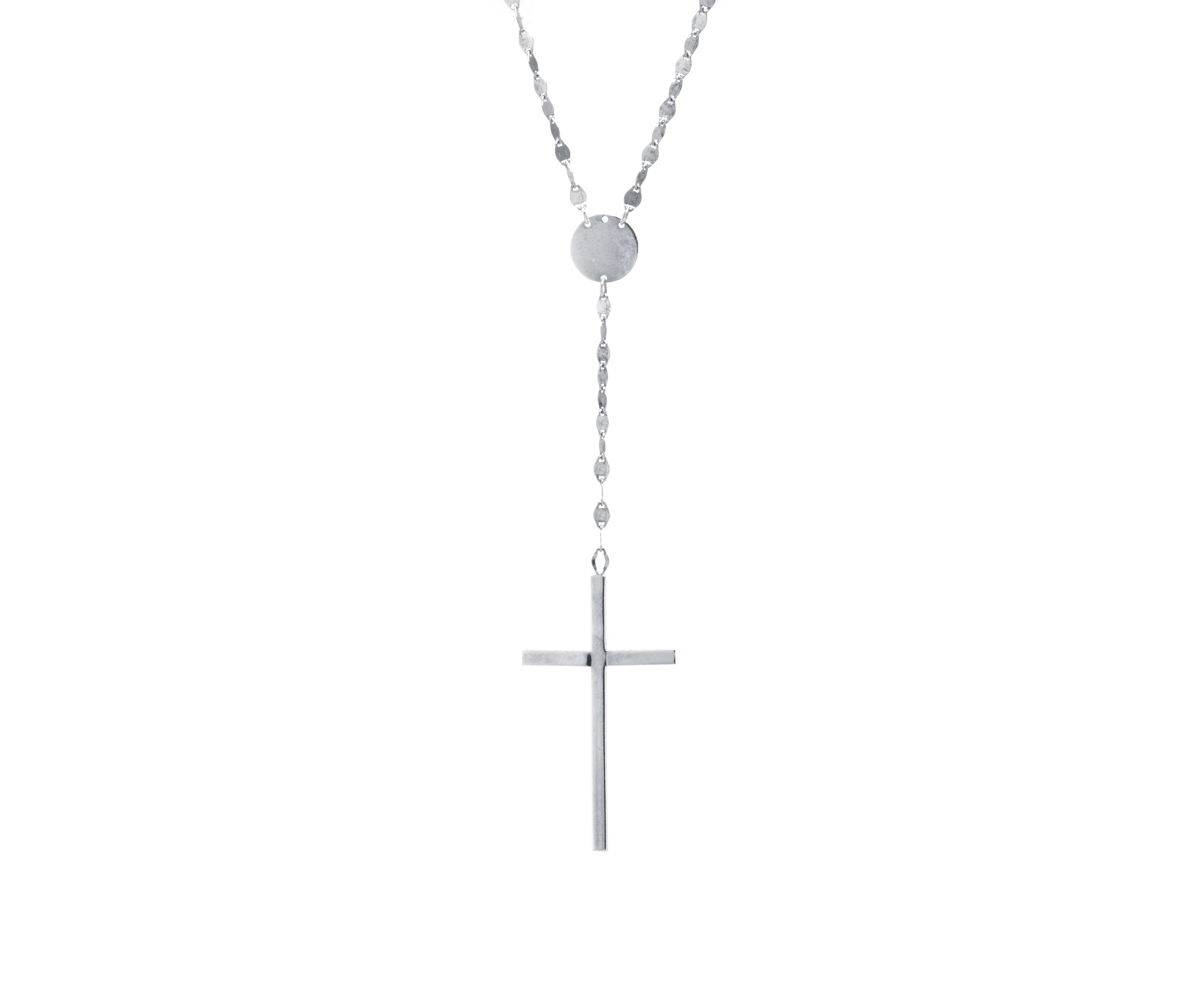 Sterling Silver High Polished Cross Y Necklace
