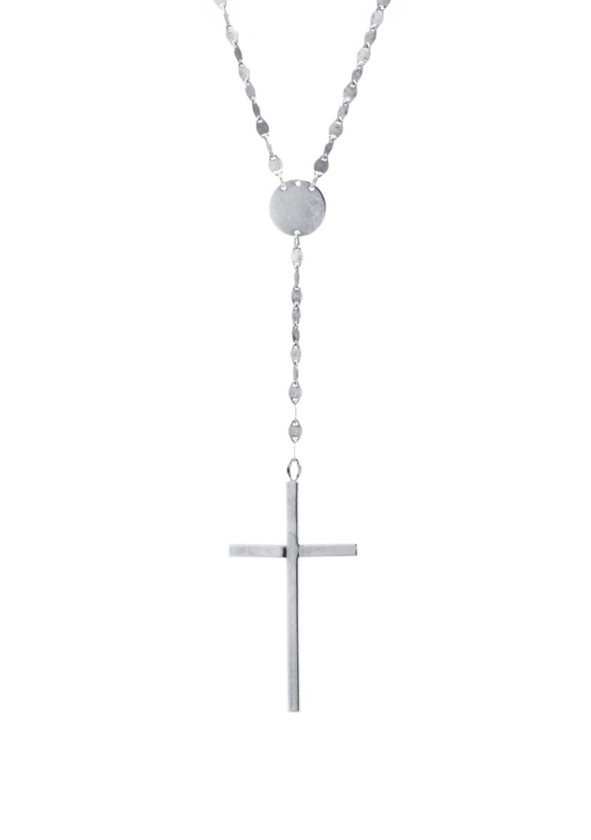 Sterling Silver High Polished Cross Y Necklace