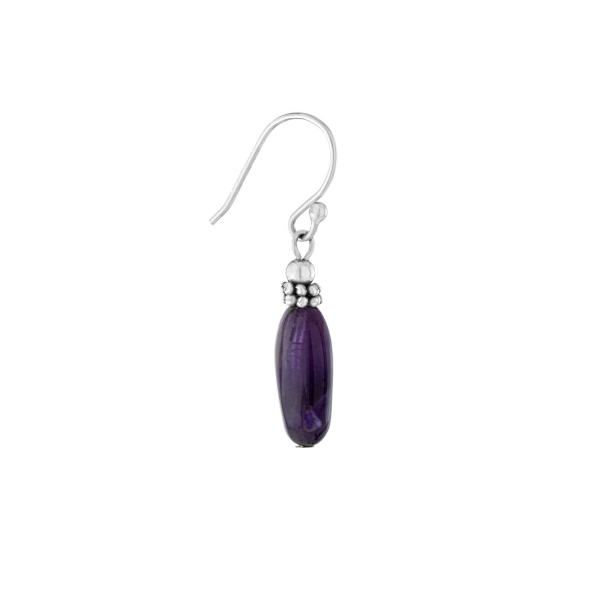 Sterling Silver Oval Amethyst Drop Earrings