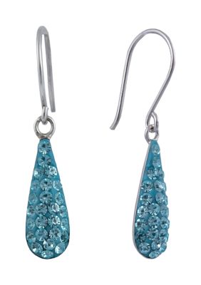 Belk Silverworks Sterling Silver Crystal Pavé Teardrop French Wire Drop Earrings