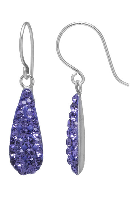 Sterling Silver Purple Crystal Teardrop Earrings