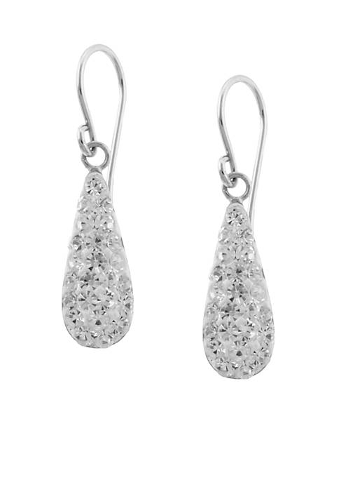 Sterling Silver Clear Pave Crystal Teardrop Earrings