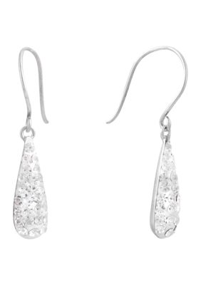 Belk Silverworks Sterling Silver Crystal Pavé Teardrop French Wire Drop Earrings