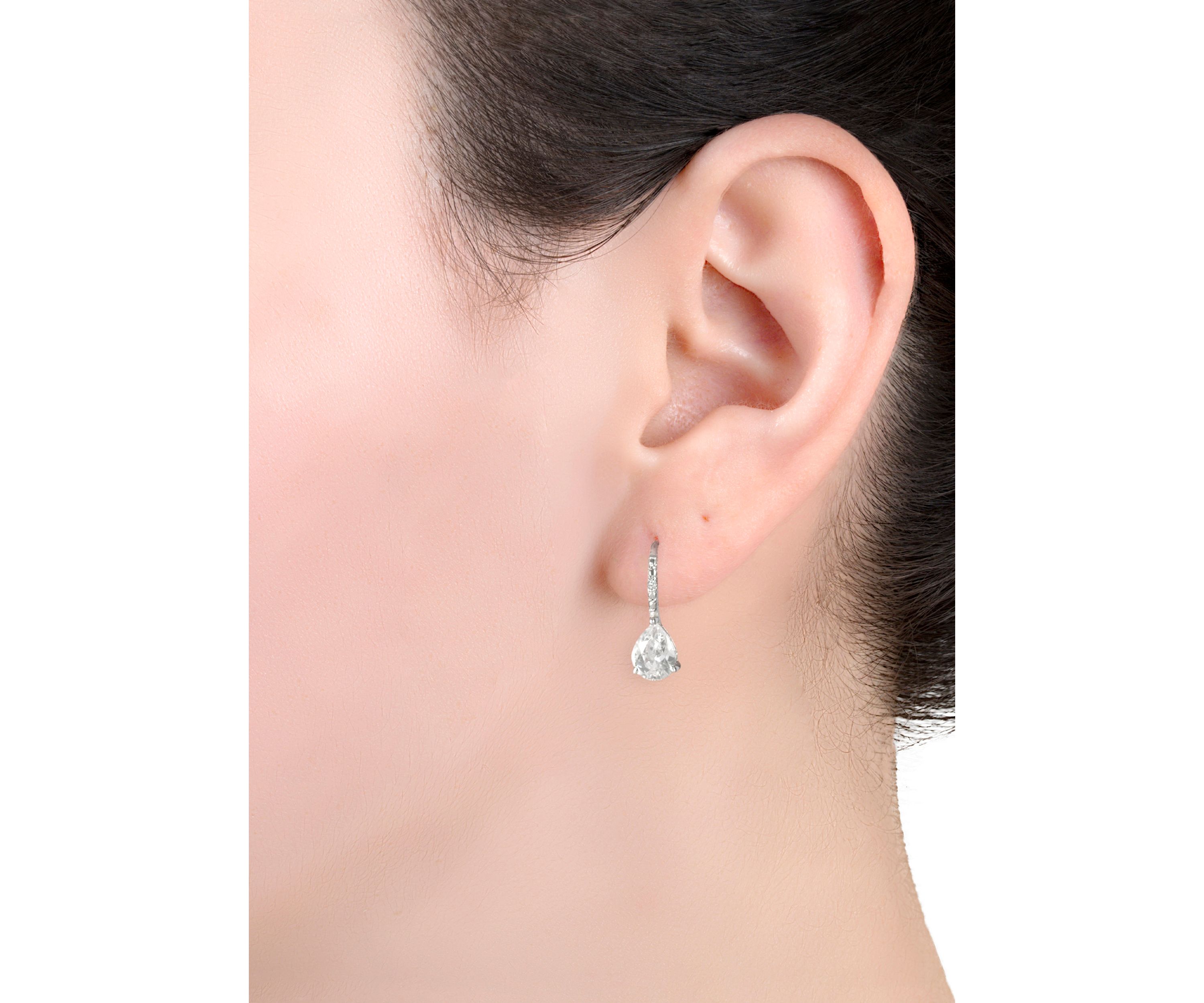 Sterling Silver Cubic Zirconia Teardrop Wire Earrings