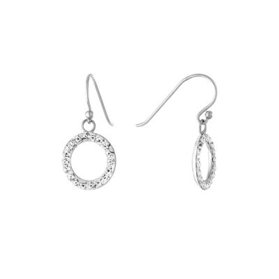 Belk Silverworks Sterling Silver Crystal Open Round Drop Earrings