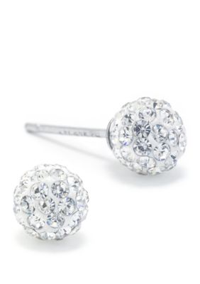 Belk Sterling Silver Sterling Silver 6mm Clear Crystal Ball Stud Earrings