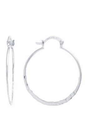 Belk Silverworks Sterling Silver Hammered Hoop Earrings