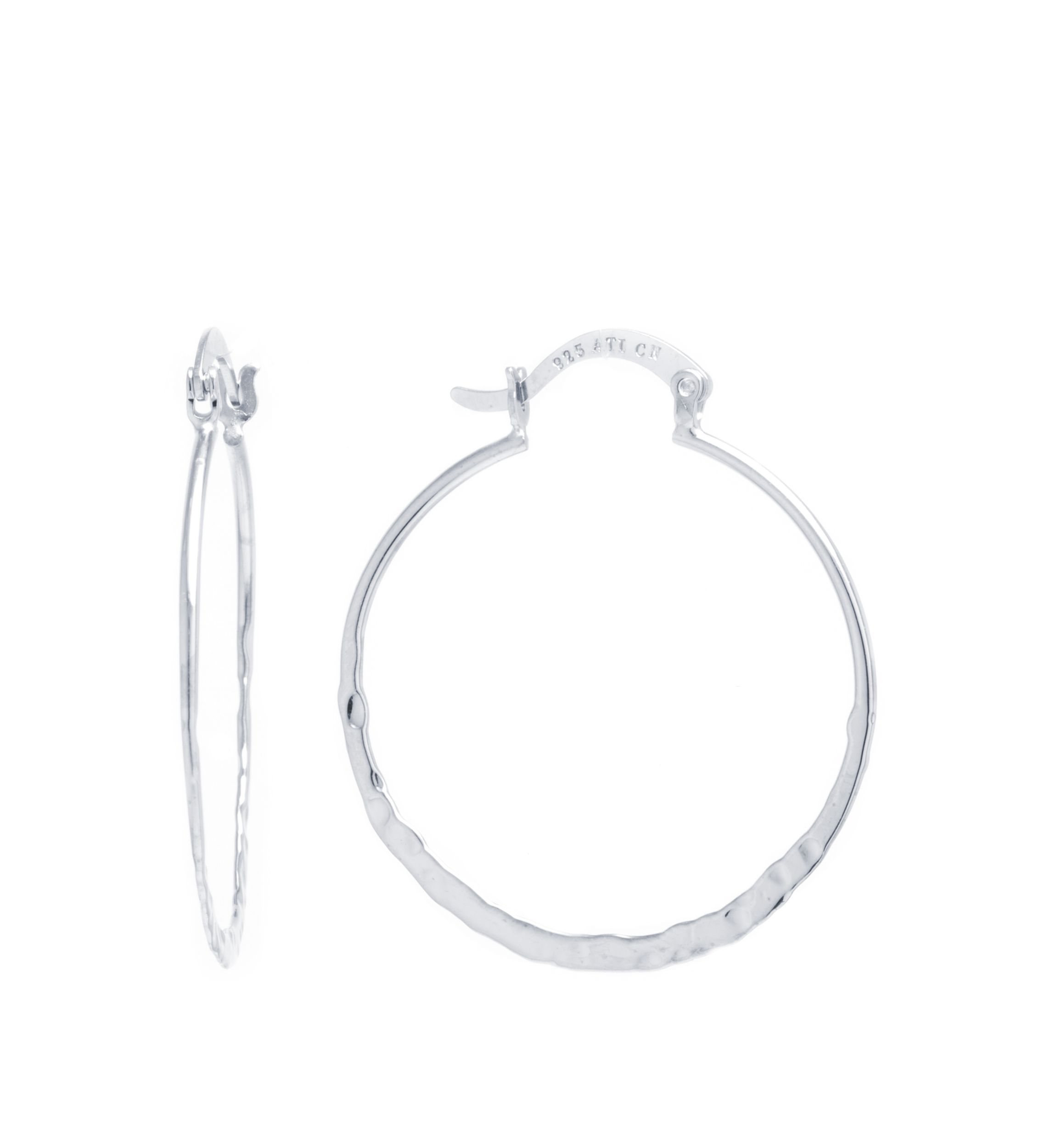 Sterling Silver Hammered Hoop Earrings