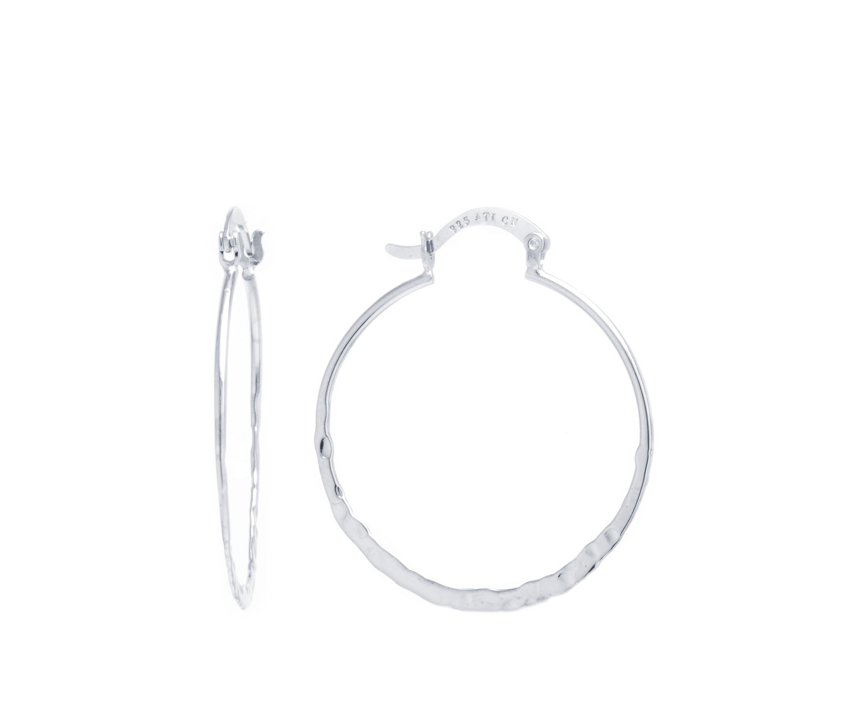Sterling Silver Hammered Hoop Earrings