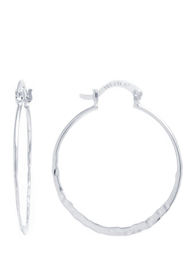Sterling Silver Hammered Hoop Earrings