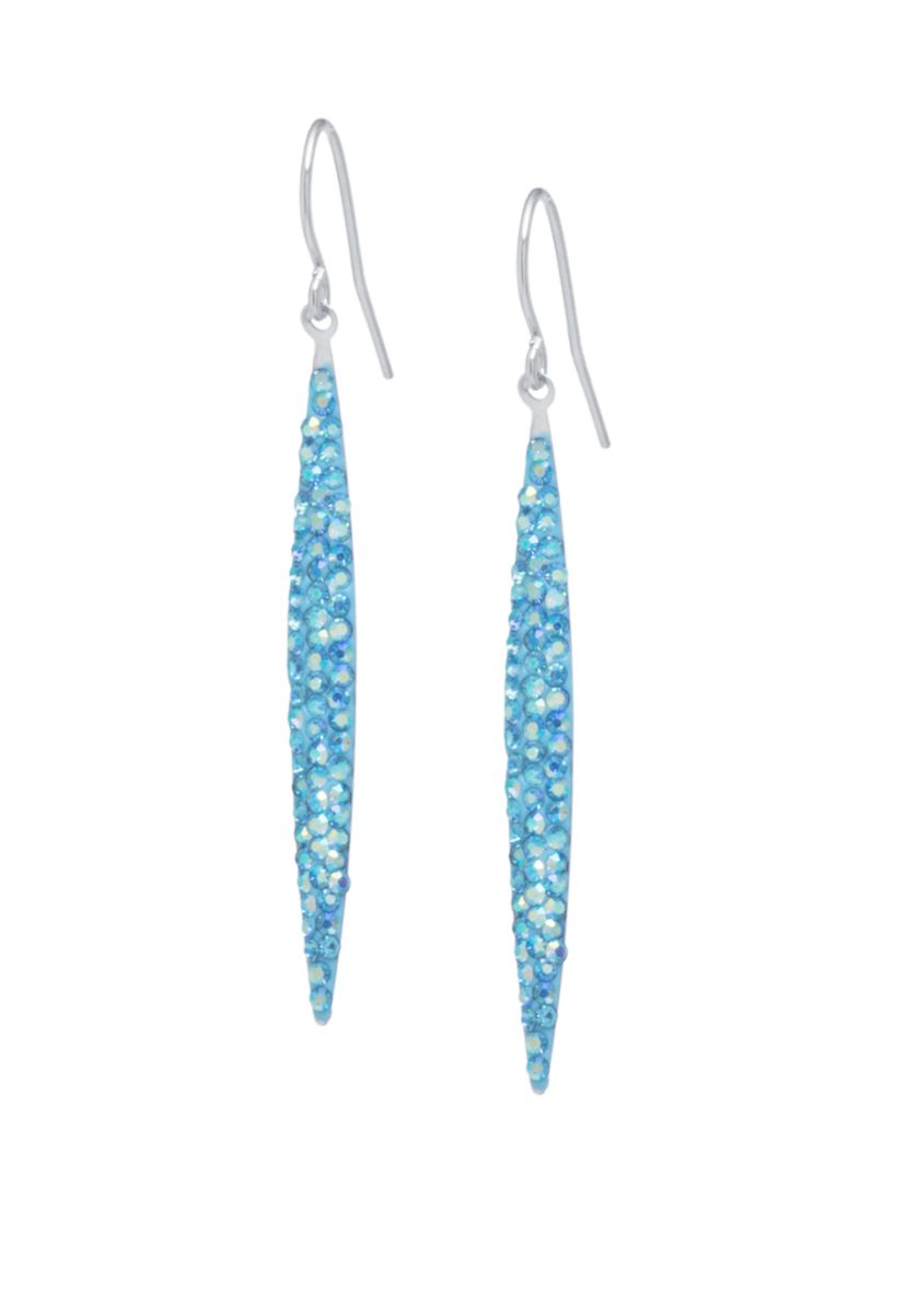 Sterling Silver Aqua Crystal Marquise Drop Earrings