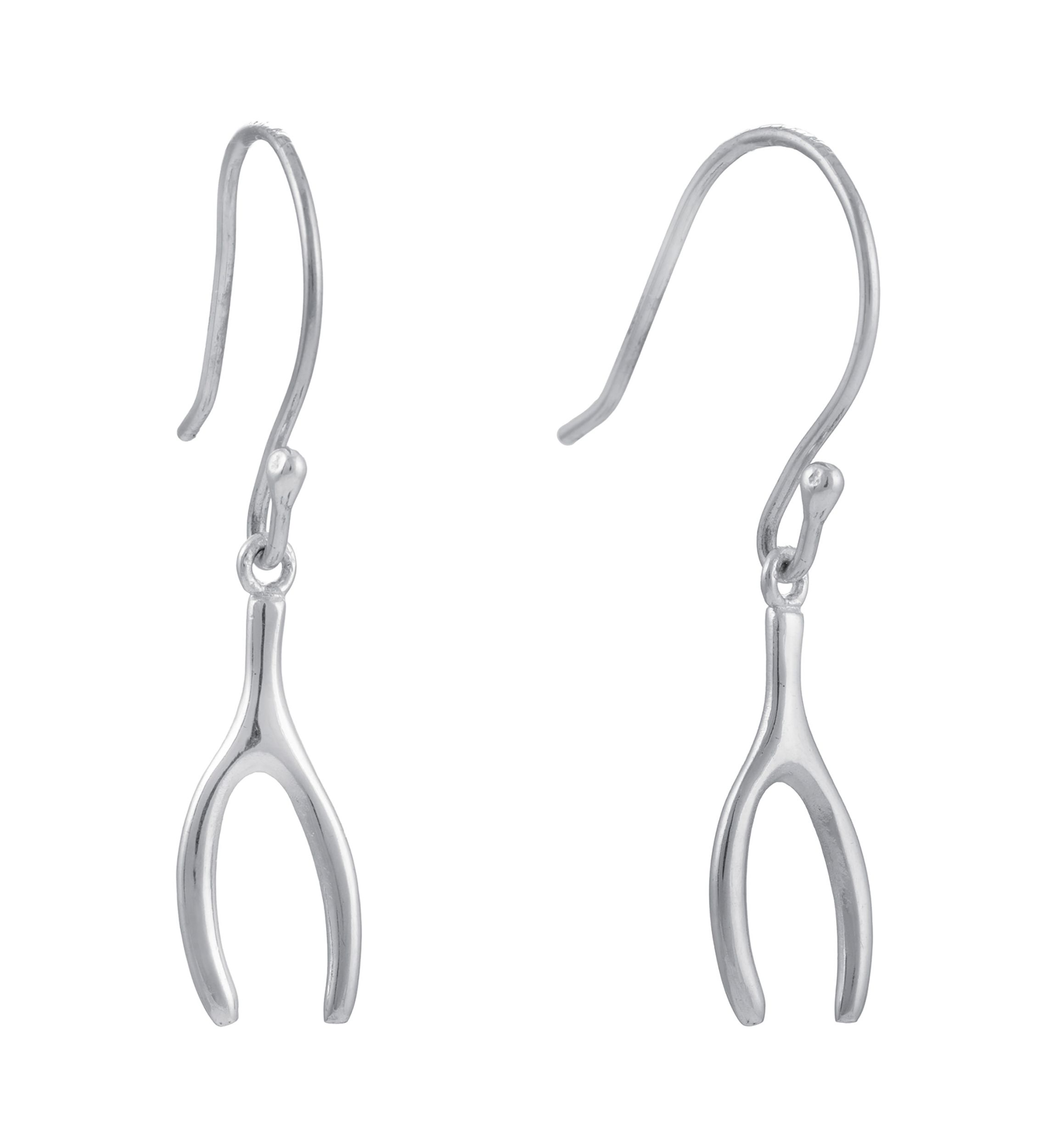 Sterling Silver Wishbone Drop Earrings