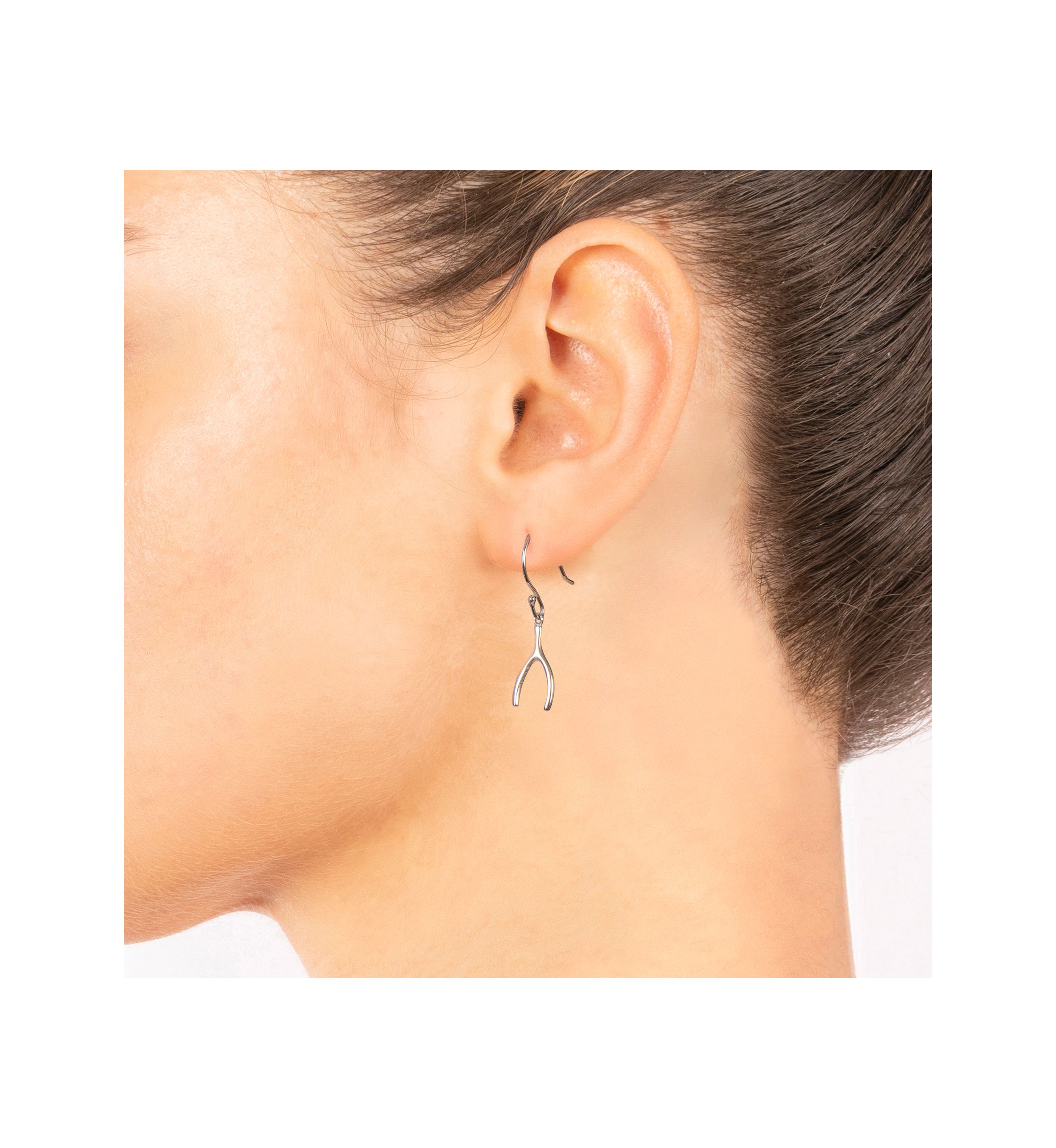 Sterling Silver Wishbone Drop Earrings