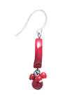 Sterling Silver Simulated Coral Oval Drop Earrings with Dangles