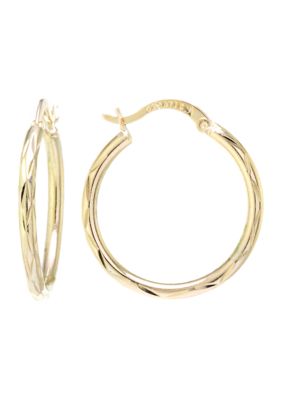 Belk Silverworks Gold Over Sterling Silver 1.28-in. Diamond Cut Clicktop Hoop Earrings