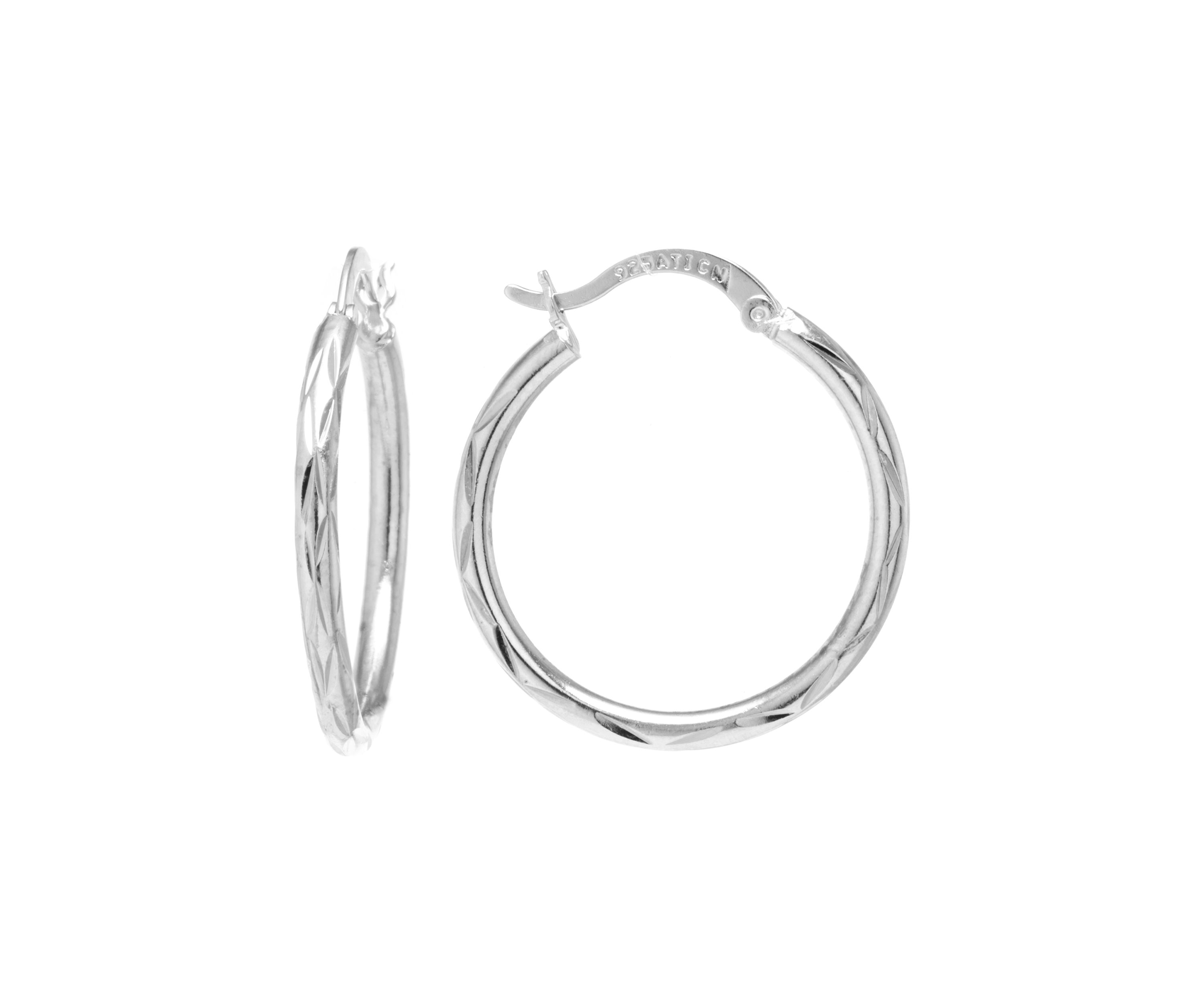 Gold Over Sterling Silver 1.28-in. Diamond Cut Clicktop Hoop Earrings