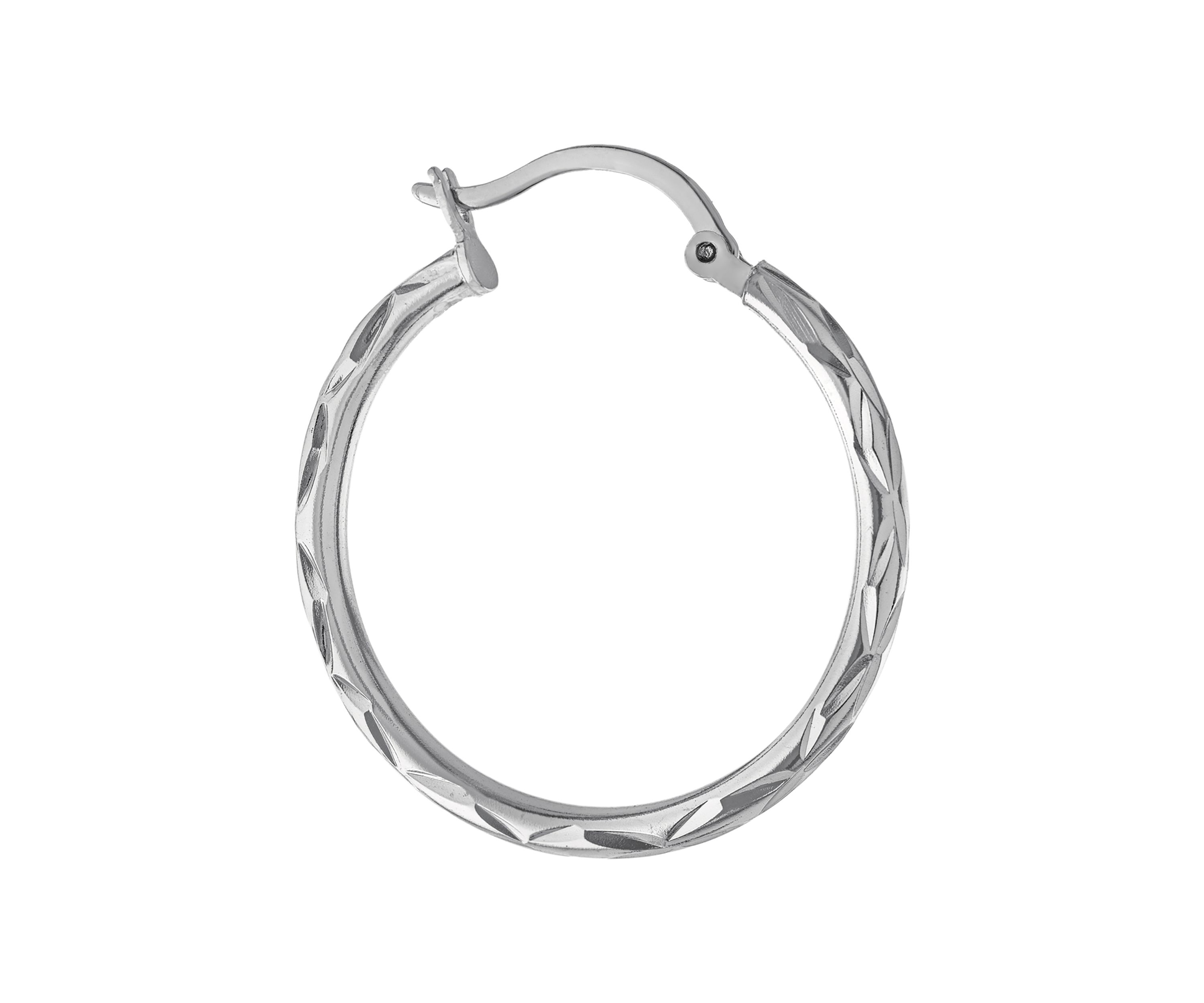 Gold Over Sterling Silver 1.28-in. Diamond Cut Clicktop Hoop Earrings