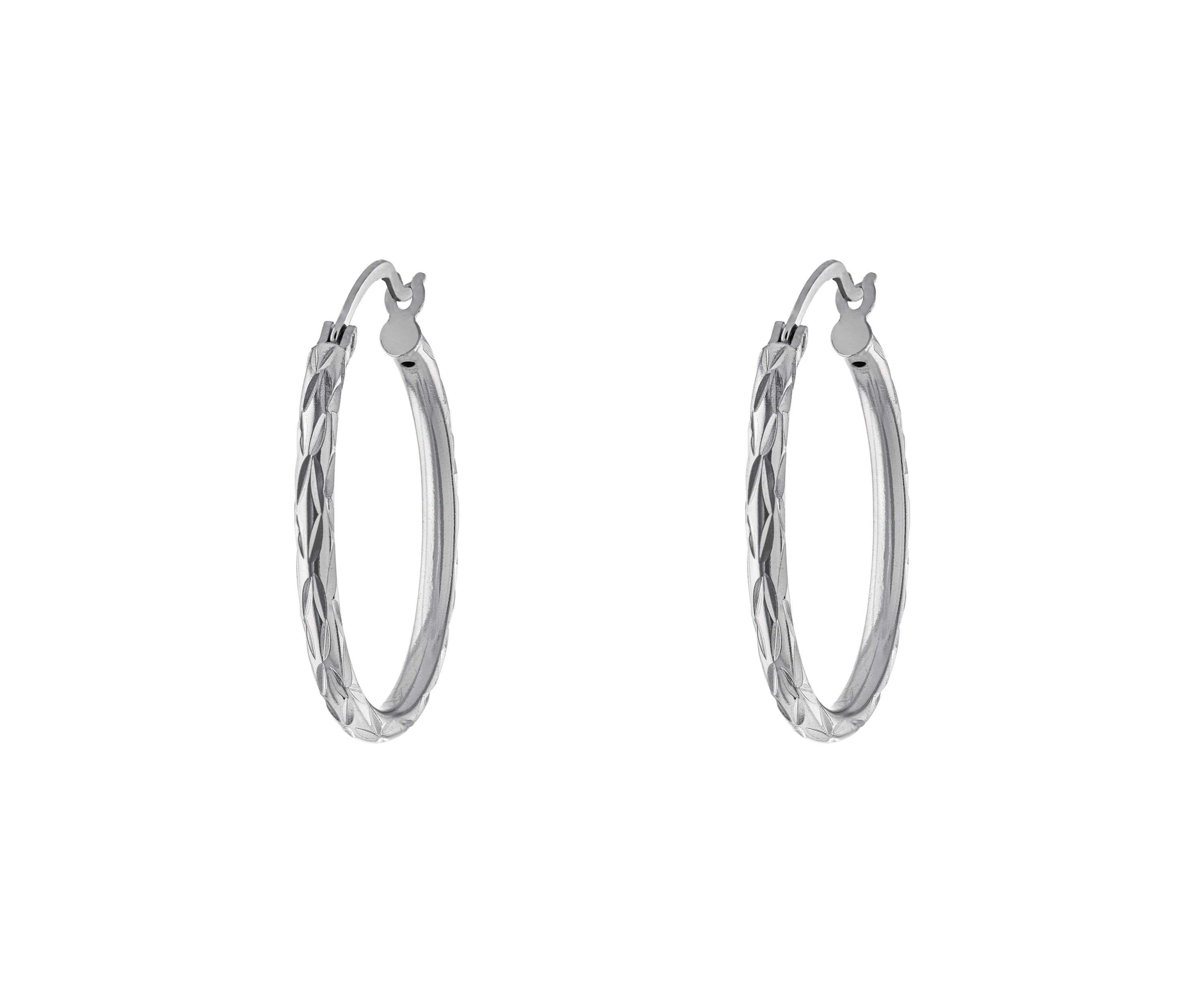 Gold Over Sterling Silver 1.28-in. Diamond Cut Clicktop Hoop Earrings