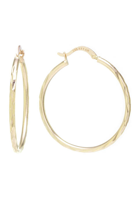 Gold Over Sterling Silver 40 Millimeter Diamond Cut Hoop Earrings