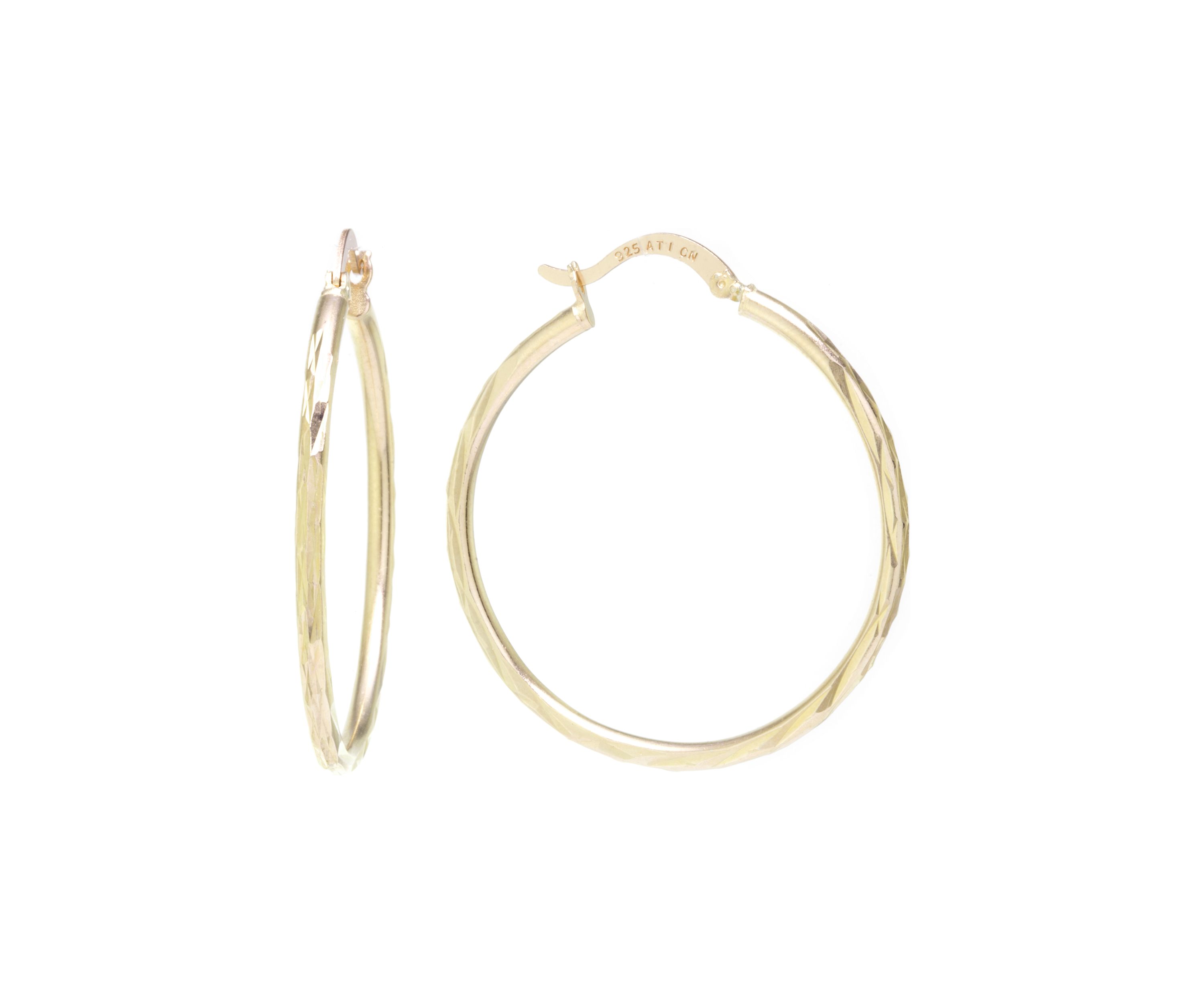 Gold Over Sterling Silver 40 Millimeter Diamond Cut Hoop Earrings