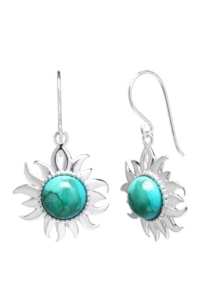 Belk Silverworks Sterling Silver Genuine Turquoise Sun Drop Earrings