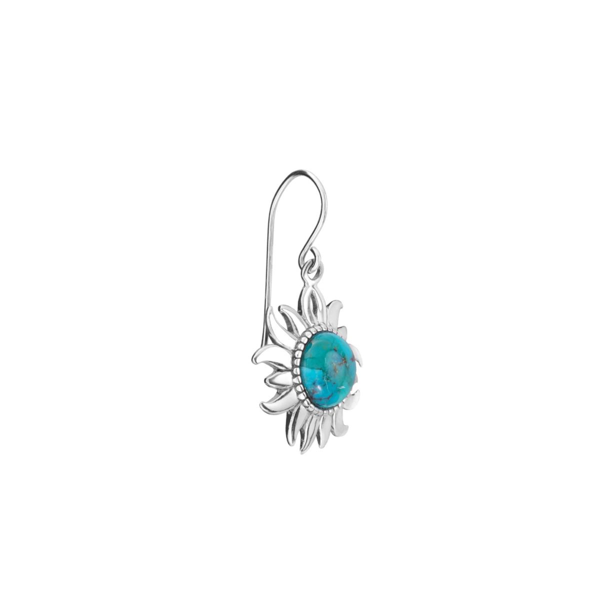 Sterling Silver Genuine Turquoise Sun Drop Earrings