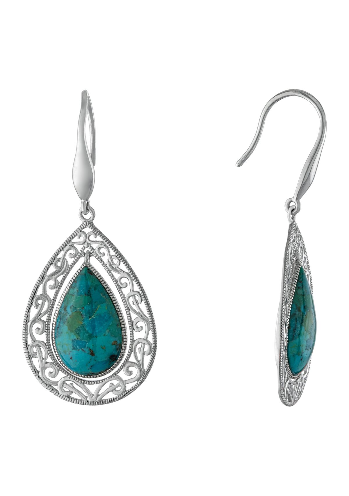 Sterling Silver Enhanced Turquoise Teardrop Earrings