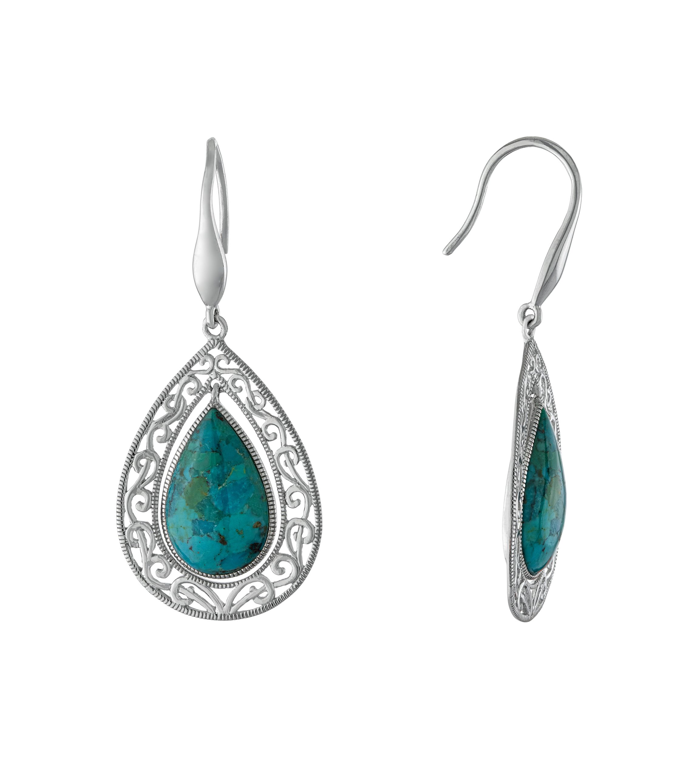 Sterling Silver Enhanced Turquoise Teardrop Earrings
