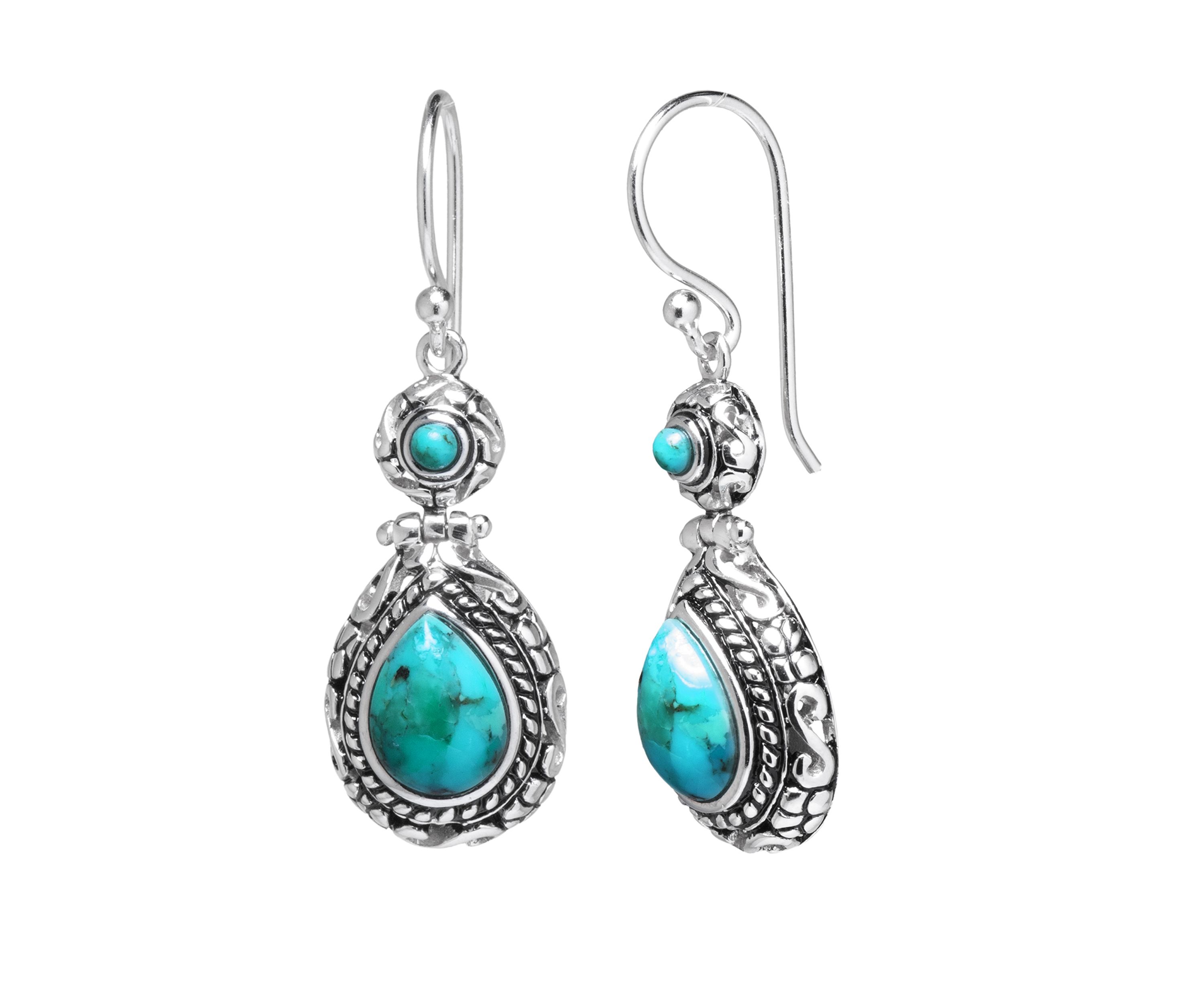 Sterling Silver Enhanced Circle and Teardrop earrings