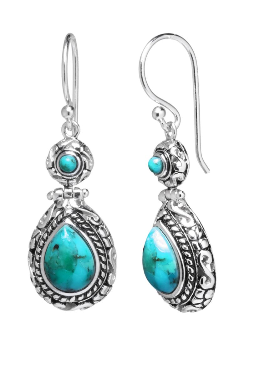 Sterling Silver Enhanced Circle and Teardrop earrings