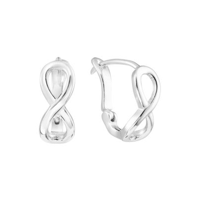 Belk Silverworks Sterling Silver .5IN Small Infinity Clutchless Hoop Earrings