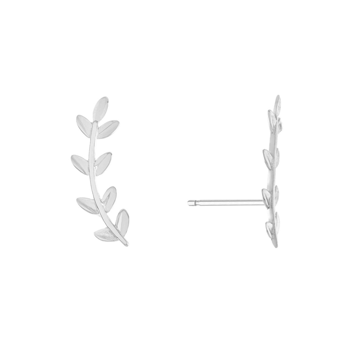 Sterling Silver Leaf Ear Fan Stud Earrings
