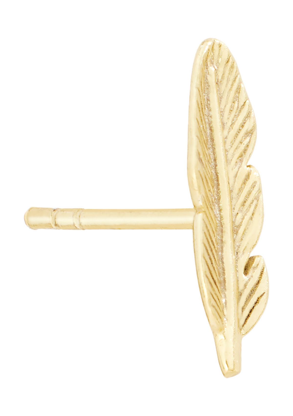 Gold Over Sterling Silver Small Feather Stud Earrings