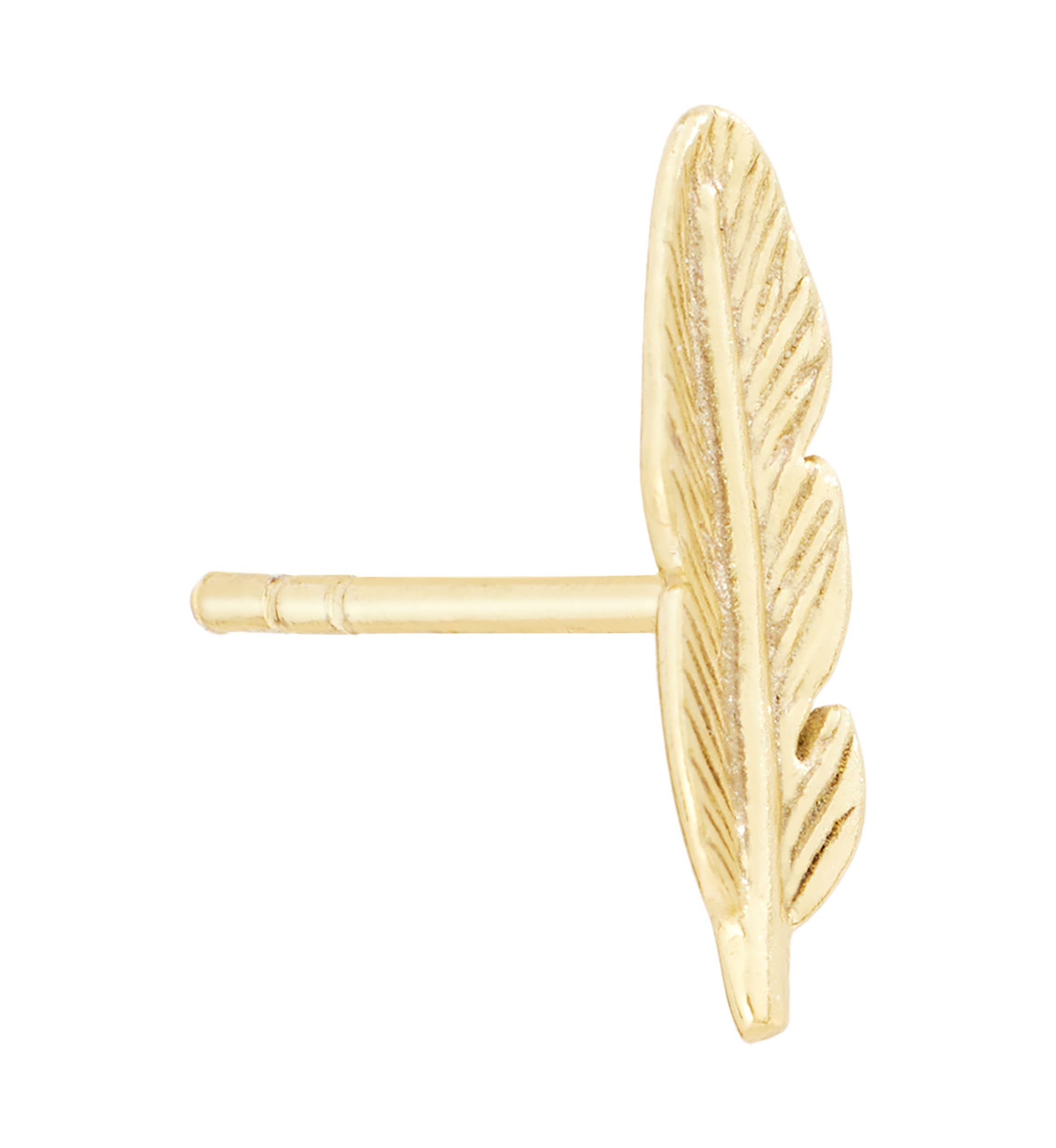 Gold Over Sterling Silver Small Feather Stud Earrings