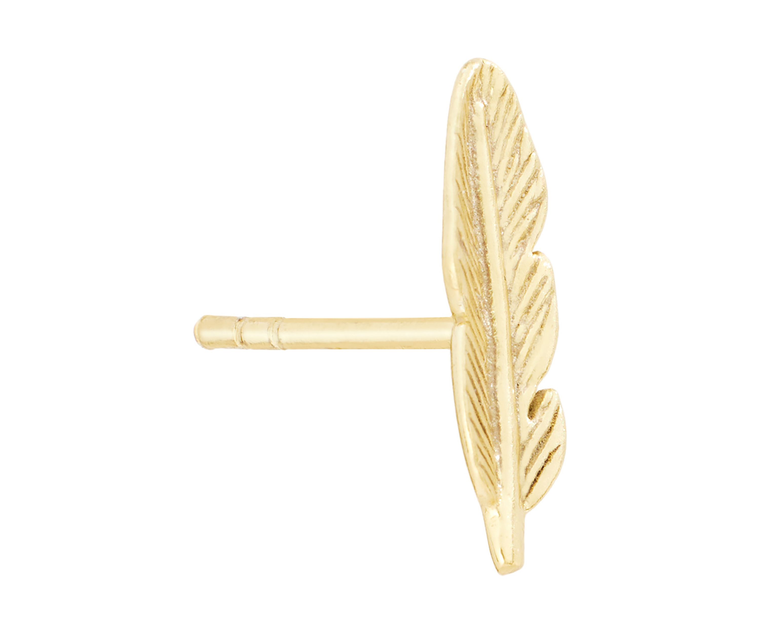 Gold Over Sterling Silver Small Feather Stud Earrings