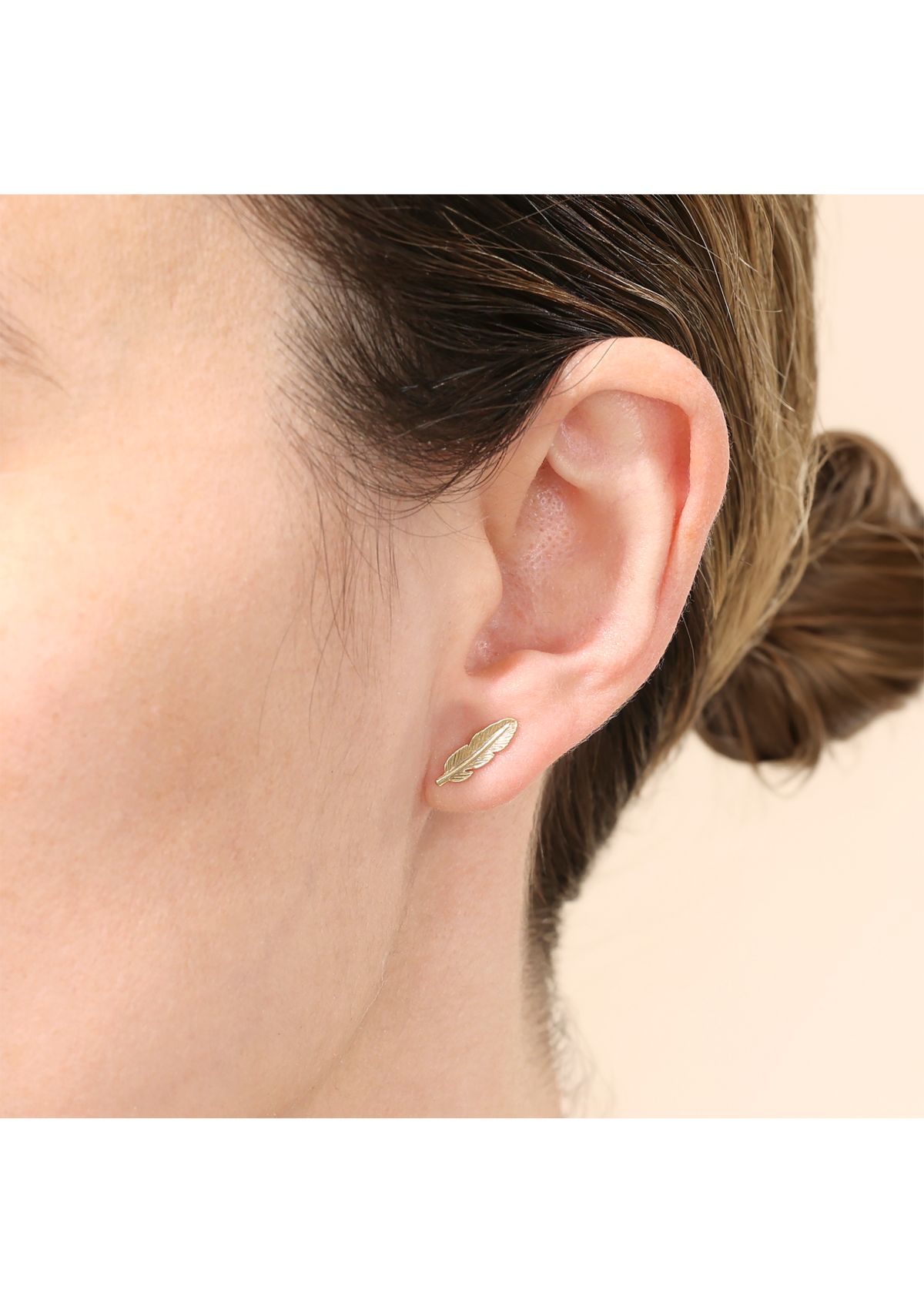 Gold Over Sterling Silver Small Feather Stud Earrings