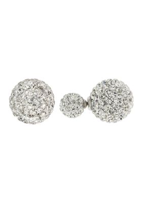 Belk Silverworks Sterling Silver Crystal Pave Front and Back Stud Earrings