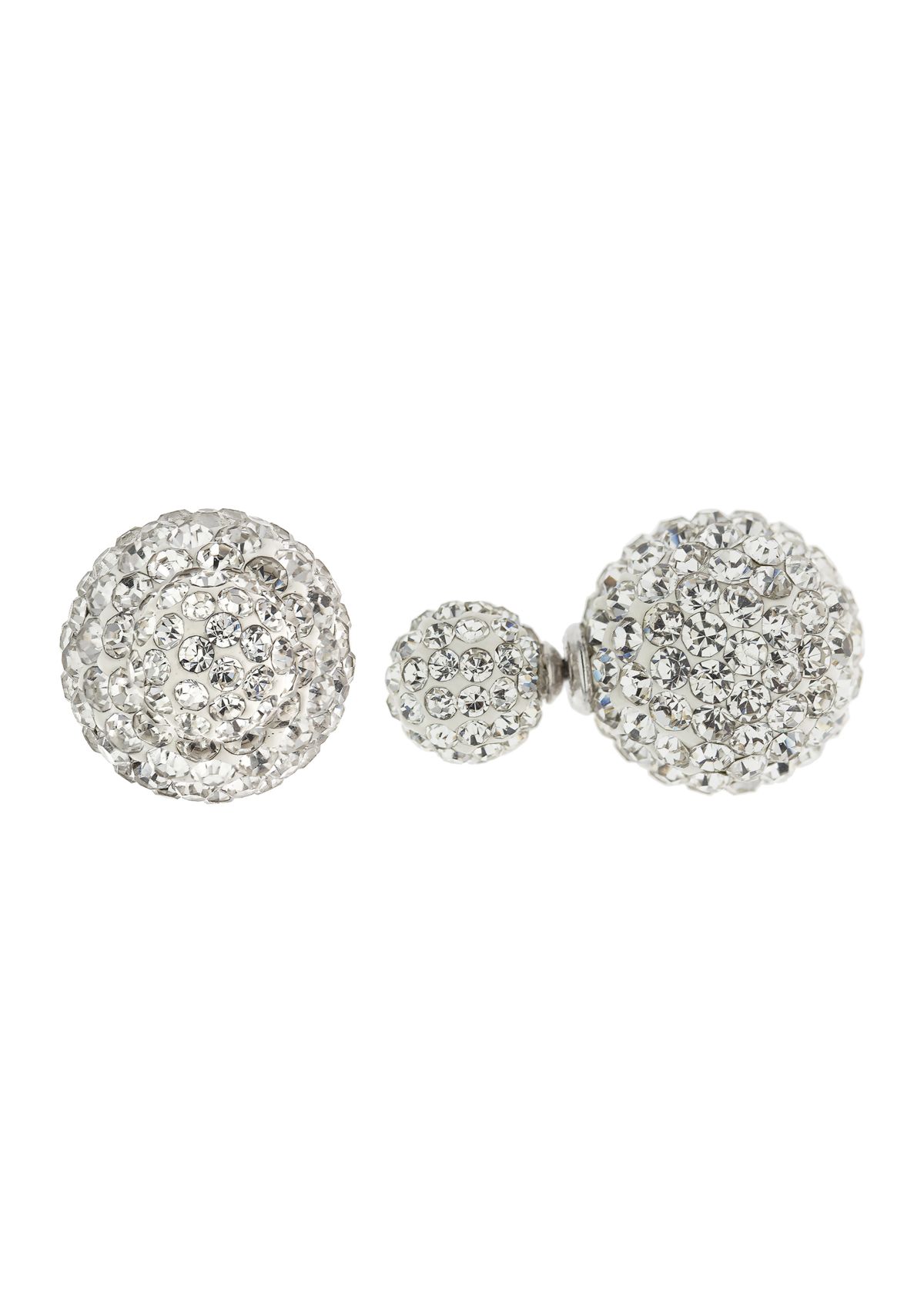 Sterling Silver Crystal Pave Front and Back Stud Earrings