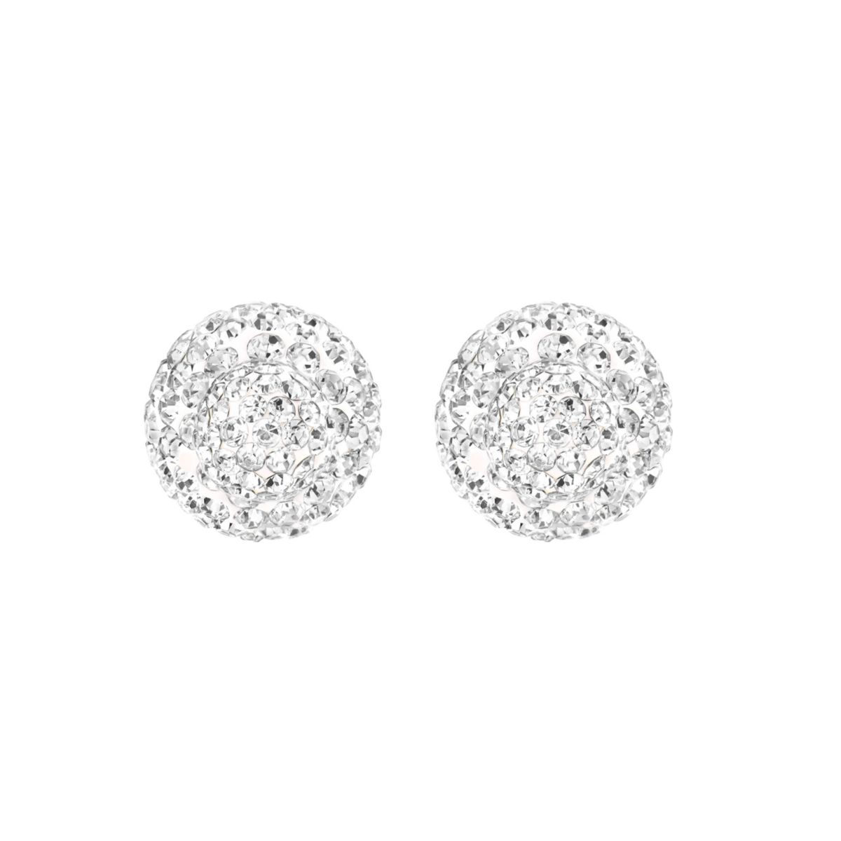 Sterling Silver Crystal Pave Front and Back Stud Earrings