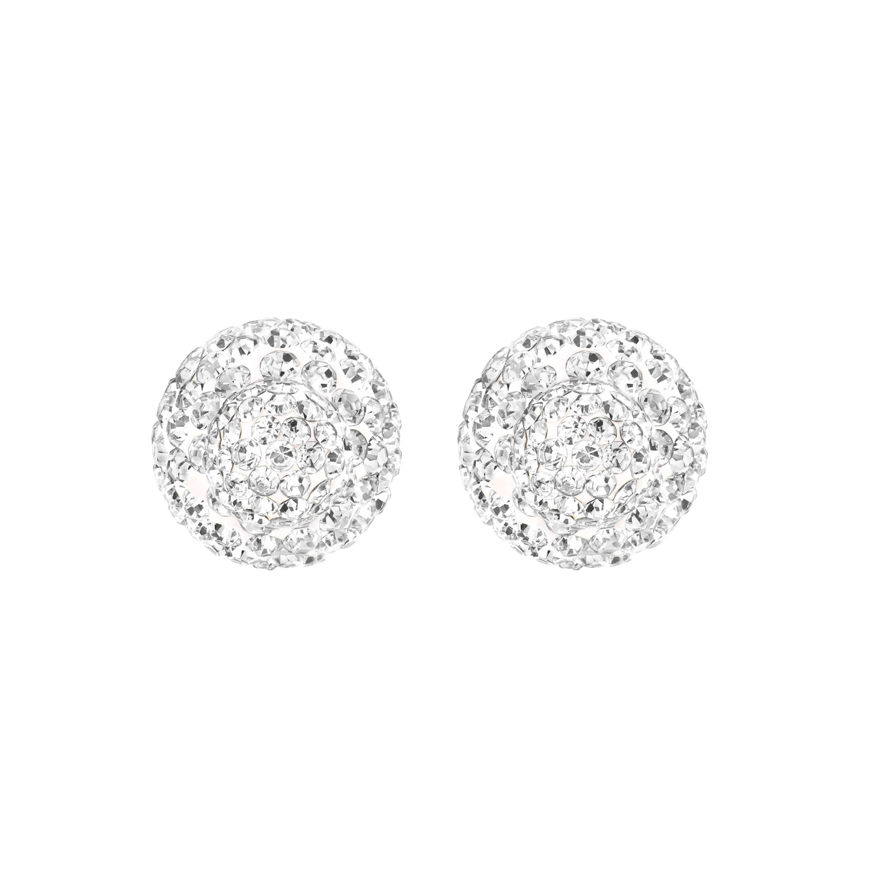 Sterling Silver Crystal Pave Front and Back Stud Earrings