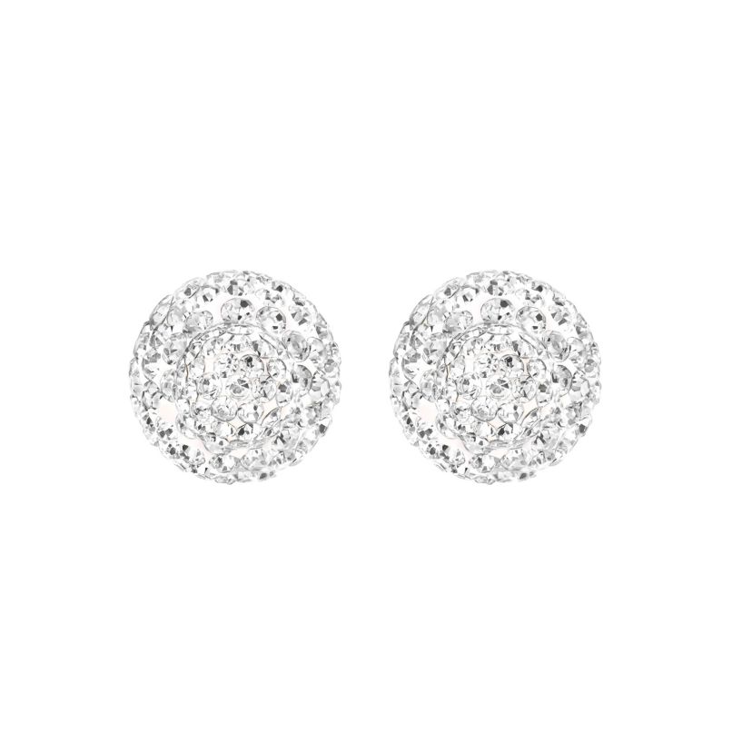 Sterling Silver Crystal Pave Front and Back Stud Earrings