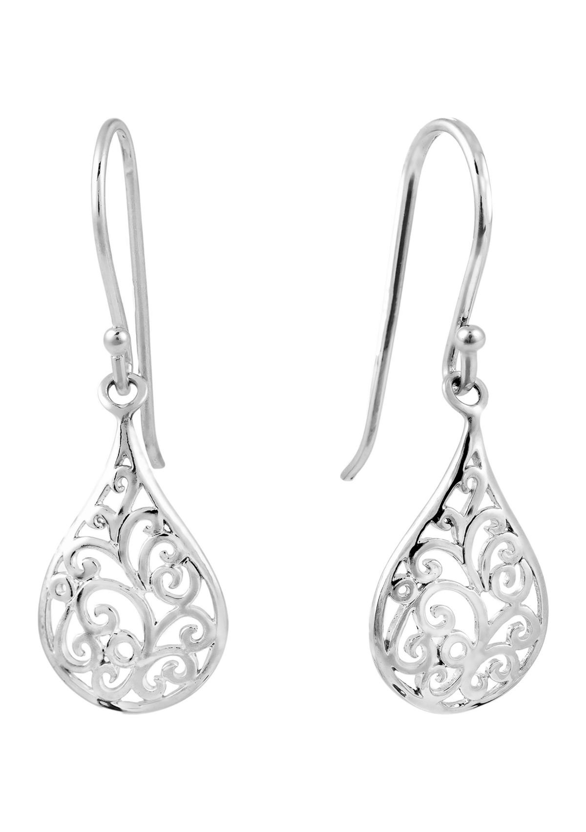 Sterling Silver Filigree Teardrop Earrings