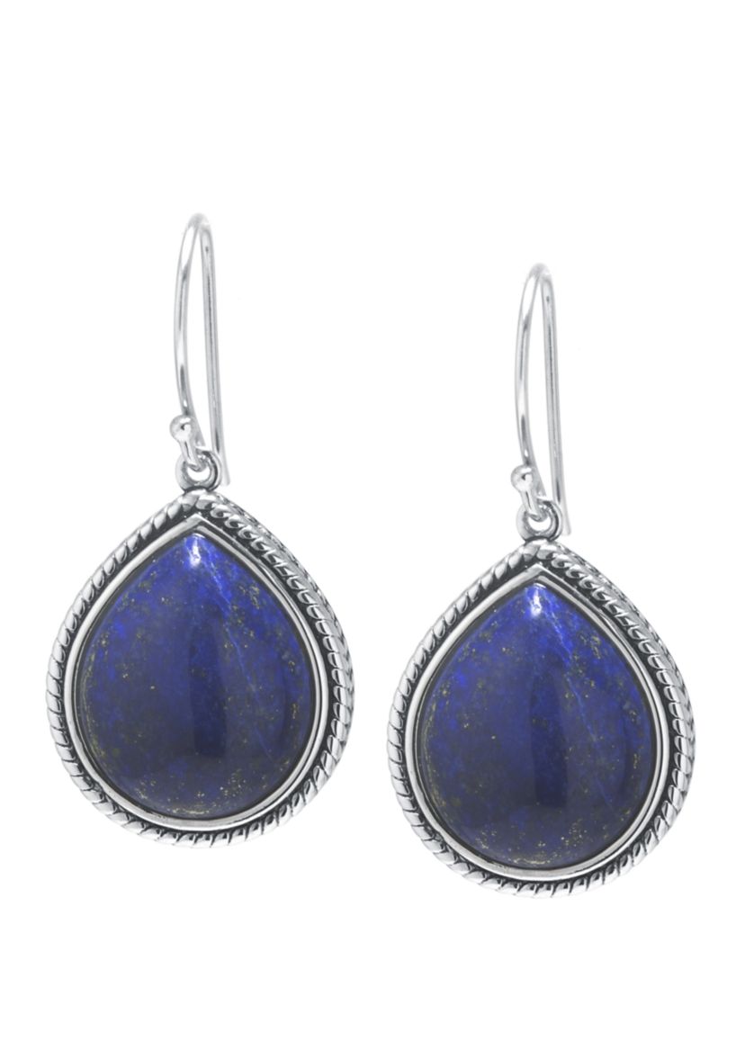 Sterling Silver Dyed Lapis Teardrop Earrings