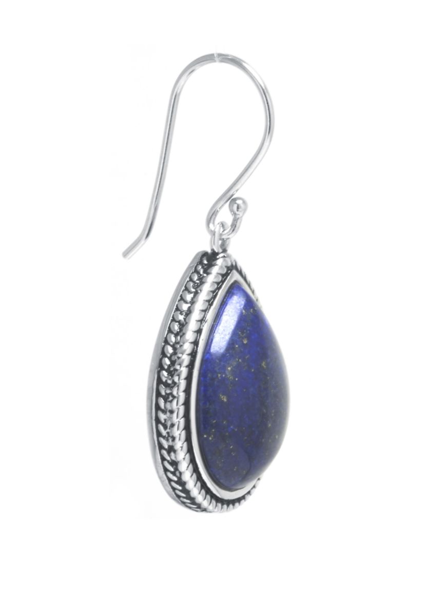 Sterling Silver Dyed Lapis Teardrop Earrings